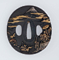 Tsuba with design of Yoritomo's hunt under Mount Fuji. Edo period 1842 Ikeda Takatoshi (Japanese), Otsuki School http://www.mfa.org/collections/object/tsuba-with-design-of-yoritomos-hunt-under-mount-fuji-11829: 