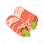 手绘-肉类元素-羊肉卷