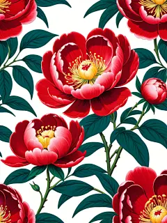 数字艺术手绘牡丹国风花卉装饰画-众图网