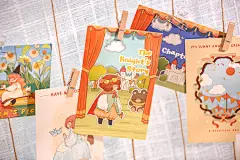 绿野茶话会明信片插画ins风童话童谣温暖治愈系贺卡片手帐素材卡-淘宝网