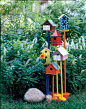 cute garden art! Cluster birdhouses: 