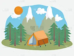 山,帐篷,森林,设计,度假,露营,活动,冒险