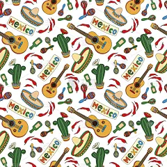 墨西哥手绘无缝图案