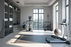 宽敞的瑜伽工作室装修效果图摄影图片