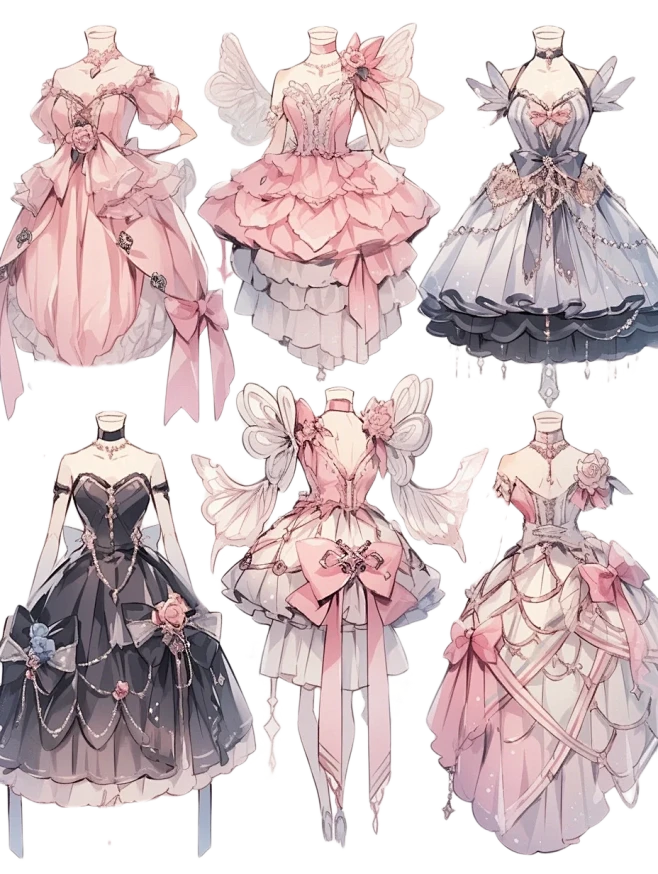芭蕾舞礼服｜oc服装设计婚纱手帐插画素材...