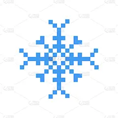 蓝色的冬季雪花像素艺术卡通复古游戏风格
