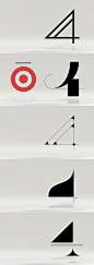 变化多端的数字「4」创意设计，举一反三，可以应用到其他很多设计上~
via：字体设计 ​​​​