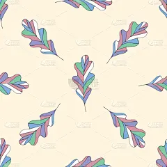 动物手,四方连续纹样,橡树叶,可爱的,华丽的,摆拍,纺织品,壁纸,植物群,绘制
