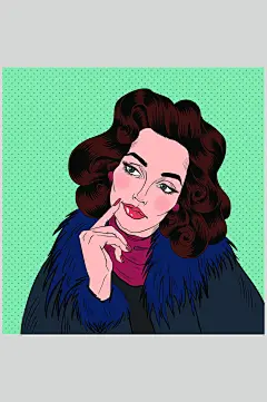 化妆波普风格人物插画矢量素材-众图网