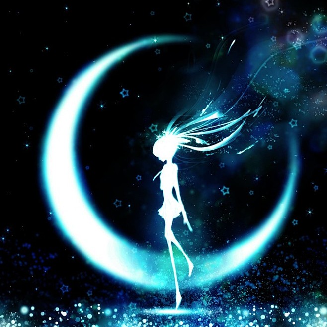 mikup站二次元插画少女头像手绘壁纸初音未来miku月星