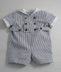 Grey and white Striped Seersucker suit for a Baby Boy