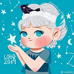 插画师lobomaravilha的一组可爱女生插画～可爱的的风格～甜美的配色～#插画分享# ​​​​