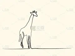 长颈鹿,符号,线条画,插画,连续性,野生动物,直的,简单,步行