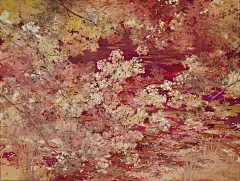 “猫步轻灵过短墙，风吹花落满庭香。”
鹿间麻衣（Mai Shikama）于1989年出生于千叶县，东京艺术大学在学期间，于2014年获得了以日本最高获奖金额而闻名的“第20回松柏美术馆花鸟画展”的最高大赏，现于日本美术院。她的一系列花鸟画作，色彩平和静谧、设色典雅，融汇了江户时代浮世绘和欧洲17世纪巴洛克风格。麻衣笔下的猫咪姿态各异，在自然草木的衬托下，显得可爱又灵动，精巧富丽又野趣盎然，猫咪和草木的融合十分自然，相得益彰，构图也颇具美感。
p.s：我认为这位画师的画对板绘很有学习意义。