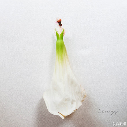 马来西亚艺术家把鲜花当作裙子结合水彩绘制...