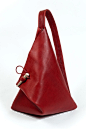 Red Leather Triangle Street Bag