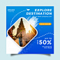 Travel social media feed post promotion design Premium Psd