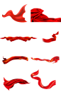 红色飘带建军喜庆丝绸党建免扣元素png