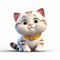 A cute cat, lying down, no background needed, Pixar style, HD, 3D, detail seed 3173724379