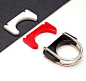 Silver ring with 3 plastic appliques inred, black and white, design & execution Amsterdam / the Netherlands 1975-'76, in original box