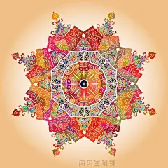 民族风创意圆形异形卡片请柬名片背景花纹图案EPS矢量设计素材-淘宝网
