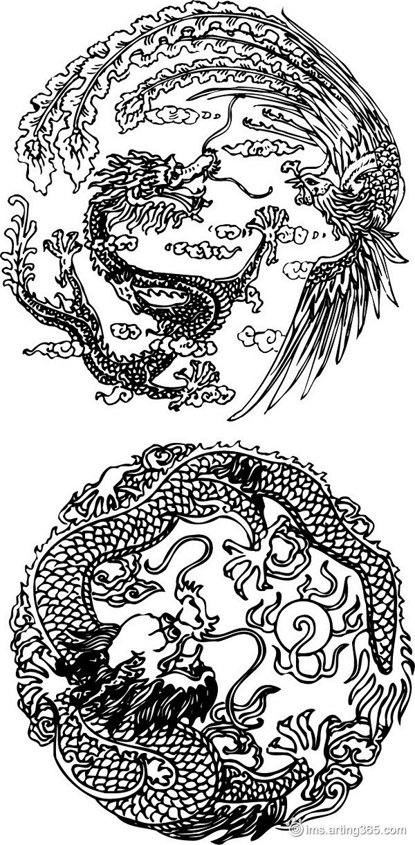 中国传统龙凤线描图 #采集大赛#