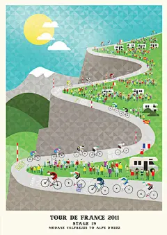 Neil Stevens：为环法自行车赛设计的插画海报1
