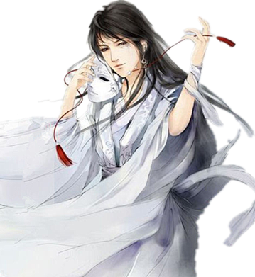 戴面具的白衣男子古风立绘