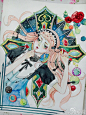 水彩画 手绘 插画 女孩 作者微博by 森眠子 清新 少女心  花 童话 线稿 步骤 