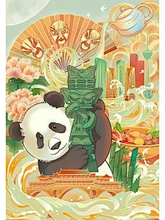 城市插画 成都 -新疆 -北京 -长沙 - 小红书