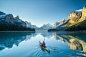 General 4038x2697 nature 4K water mountains snow reflection canoes