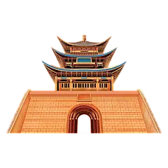 国潮风古建筑古楼古塔鼓楼复古中国风插画