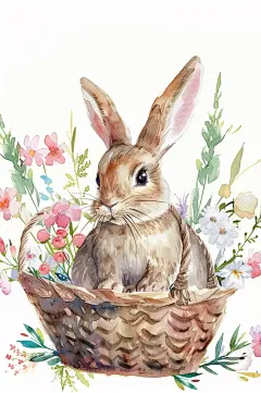 AI数字艺术复活节卡通兔子插画-众图网