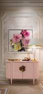 The Chic Technique:  Floral pink and white foyer or entryway.