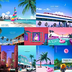 时尚夏季ins风旅游度假动车地铁城市沙滩夜景海报PSD素材 H1372-淘宝网