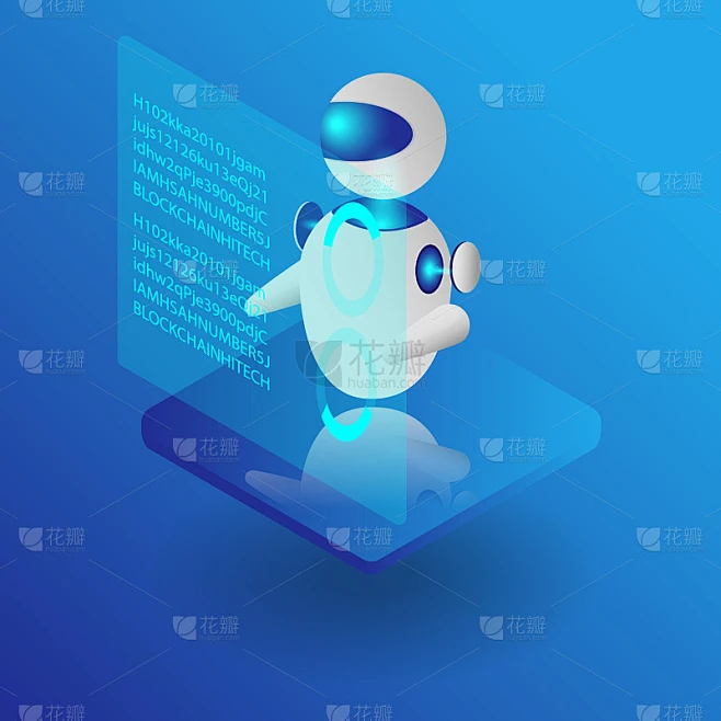 Futuristic Robot with coding code programing isola素材-花瓣网