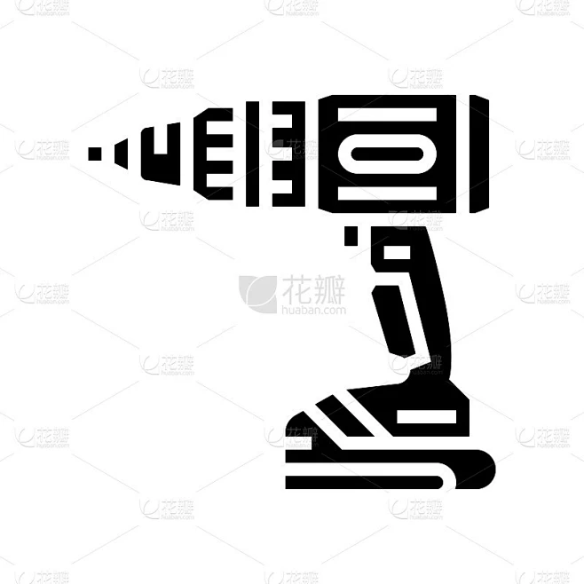 钻设备字形图标矢量插图素材-花瓣网