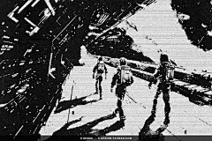 潮流复古黑白单色怀旧低保真半调做旧动漫插画后期ps特效样机模板