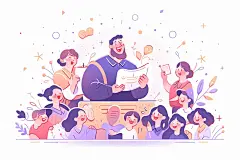 教师节扁平风插画-图巨人