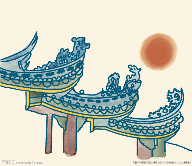 柯鬼从3wbh3op8转采于2020-12-11 10:13:38佛山祖庙屋檐节日插画/节气