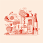 burger infographic J-EIGHT line illustration meal recipe 제이에이트 Fast food food illustration 음식 일러스트