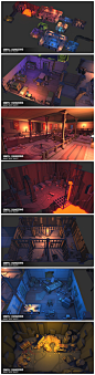 Unity3D场景模型素材 Q版卡通建筑 地图拼接游戏资源包 U3D魔幻地下城场景 原画3D参考
