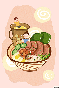 风味小吃餐饮美食插画绘画