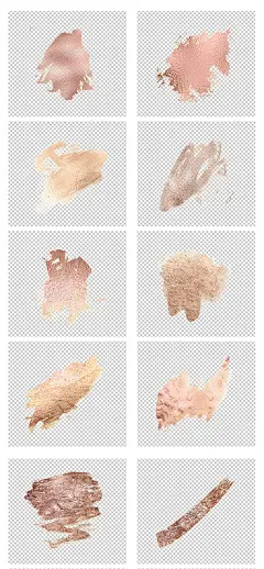 中式玫瑰金墨迹颗粒纹理笔刷png素材