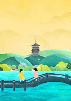 包装插画（杭州，江南元素）_.LIN..__插画师作品_涂鸦王国gracg.com