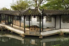 走廊,开着的,池塘,水,水平画幅,墙,易接近性,无人,古老的,古典式