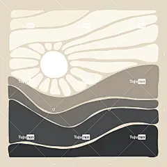 山 太阳 波西米亚风 景观 自然 海报 复古的 形状 审美的