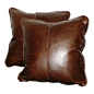 For Now Designs - Square Genuine Leather Accent, Throw Pillows, Set Of 2, 22" - Square Leather Accent, Throw Pillows - SET OF 2, 22"x22"