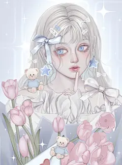 迟来的花花，希望你能收获甜美的爱情～_画画平平无奇的虾子__插画师作品_涂鸦王国gracg.com