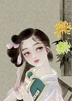 古典美女插画~  作者：尧立 ​​​​